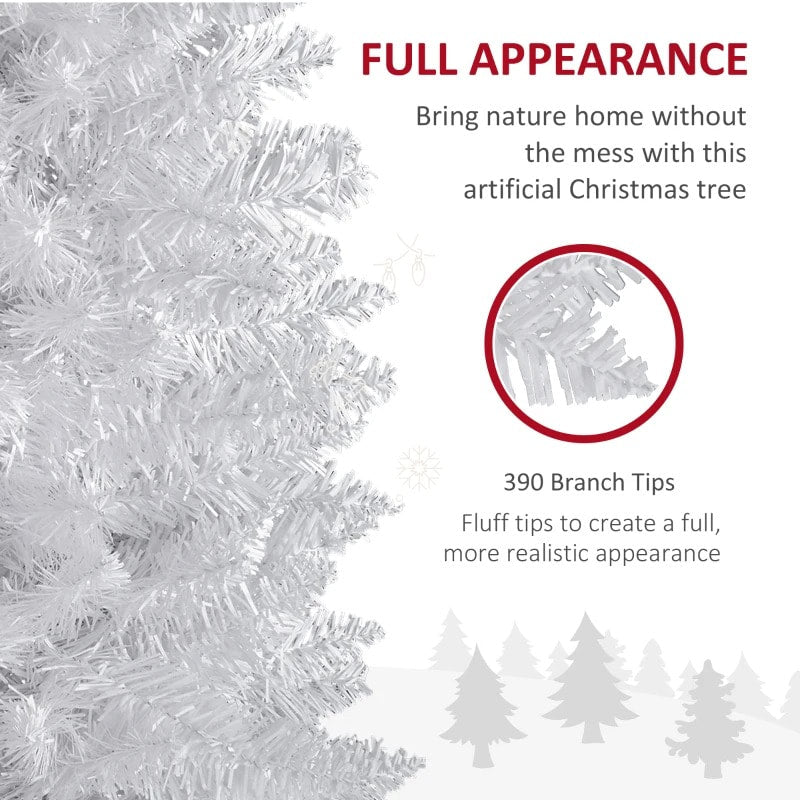 6ft 390-Tip Slim Pencil Artificial Christmas Holiday Tree w/ Base, Xmas Decor – White