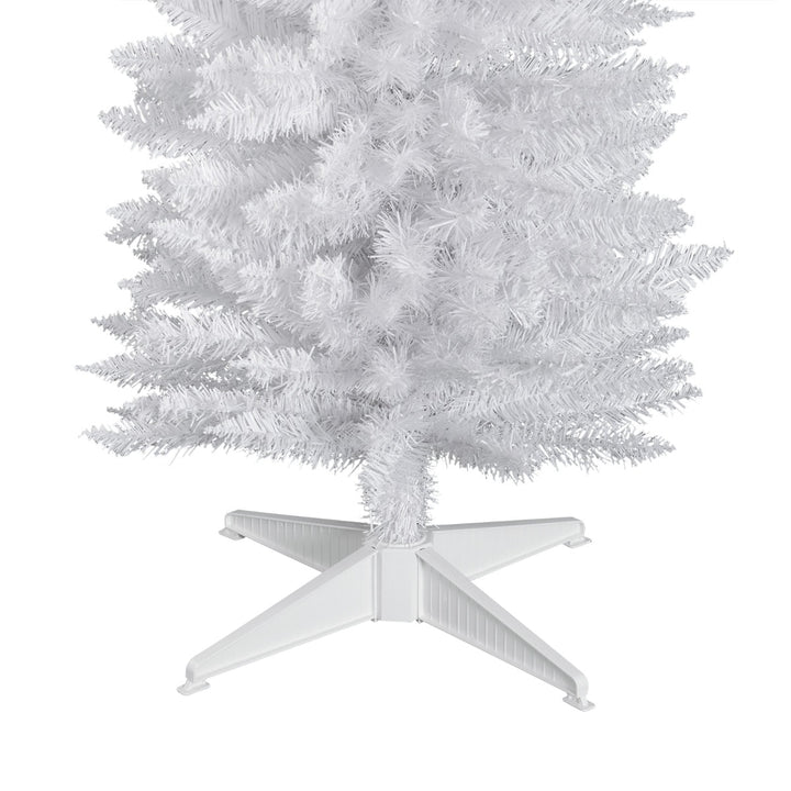6ft 390-Tip Slim Pencil Artificial Christmas Holiday Tree w/ Base, Xmas Decor – White