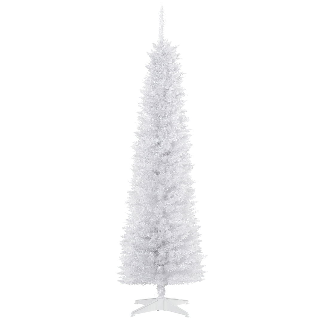 6ft 390-Tip Slim Pencil Artificial Christmas Holiday Tree w/ Base, Xmas Decor – White