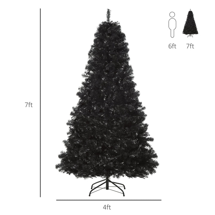 7ft 1346-Tip Lush Artificial Christmas Holiday Tree w/ Foldable Base, Xmas Décor - Black