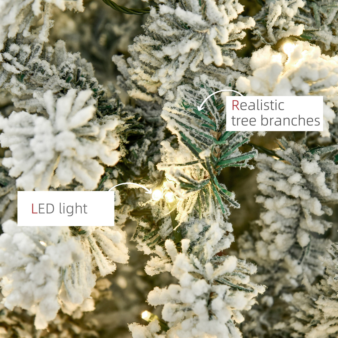 7.5ft 641-Tip Realistic Artificial Pre-lit Slim Pencil Christmas Holiday Tree Flocked - Green