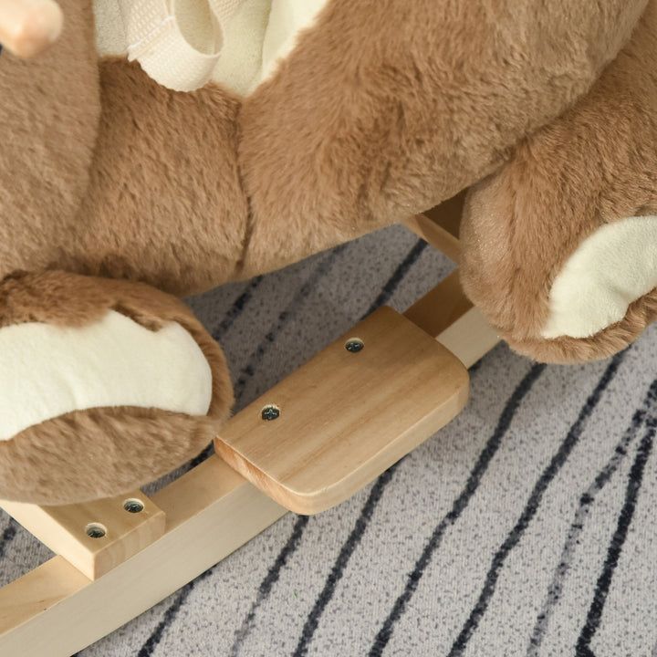Plush Kids Bear Rocking Horse Chair Toy w/ Animal Sounds Gift for Baby Child Toddler - Brown
