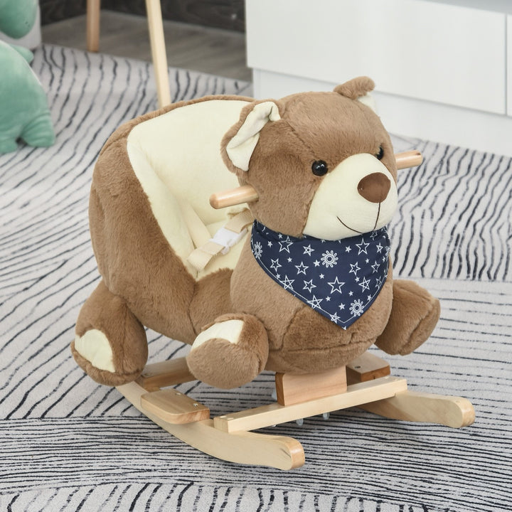 Plush Kids Bear Rocking Horse Chair Toy w/ Animal Sounds Gift for Baby Child Toddler - Brown
