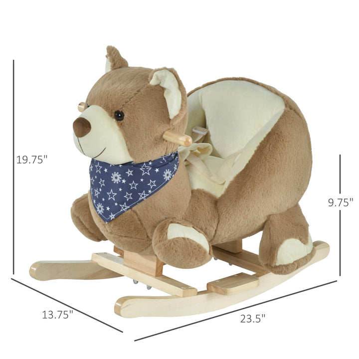 Plush Kids Bear Rocking Horse Chair Toy w/ Animal Sounds Gift for Baby Child Toddler - Brown