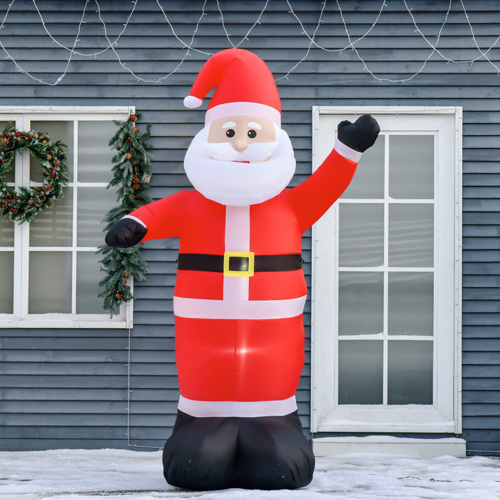 8ft Tall Inflatable Holiday Christmas Lawn Decoration Outdoor w Lights - Waving Santa Claus