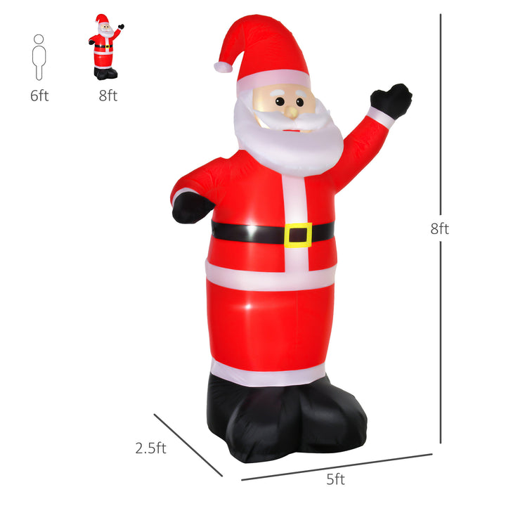 8ft Tall Inflatable Holiday Christmas Lawn Decoration Outdoor w Lights - Waving Santa Claus