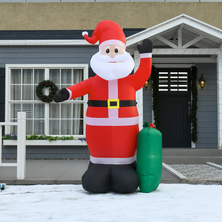 8ft Tall Inflatable Holiday Christmas Lawn Decoration w Lights, In/Outdoor - Santa Claus w Sack