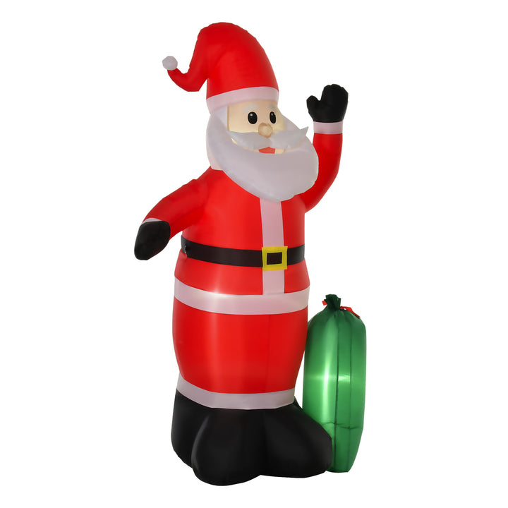8ft Tall Inflatable Holiday Christmas Lawn Decoration w Lights, In/Outdoor - Santa Claus w Sack