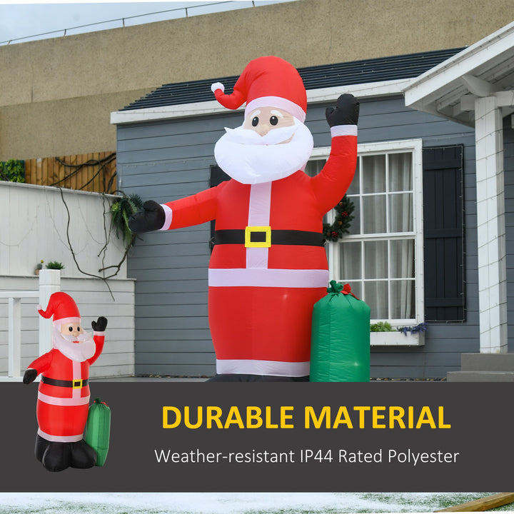 8ft Tall Inflatable Holiday Christmas Lawn Decoration w Lights, In/Outdoor - Santa Claus w Sack