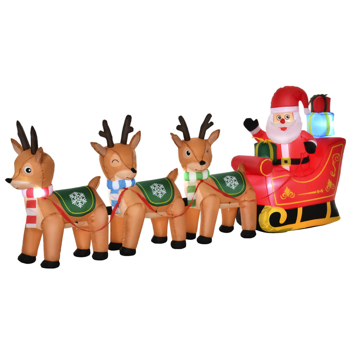4.5ft Holiday Christmas Outdoor Inflatable Lawn Decoration w/ Lights - Santa, Reindeer, Sleigh