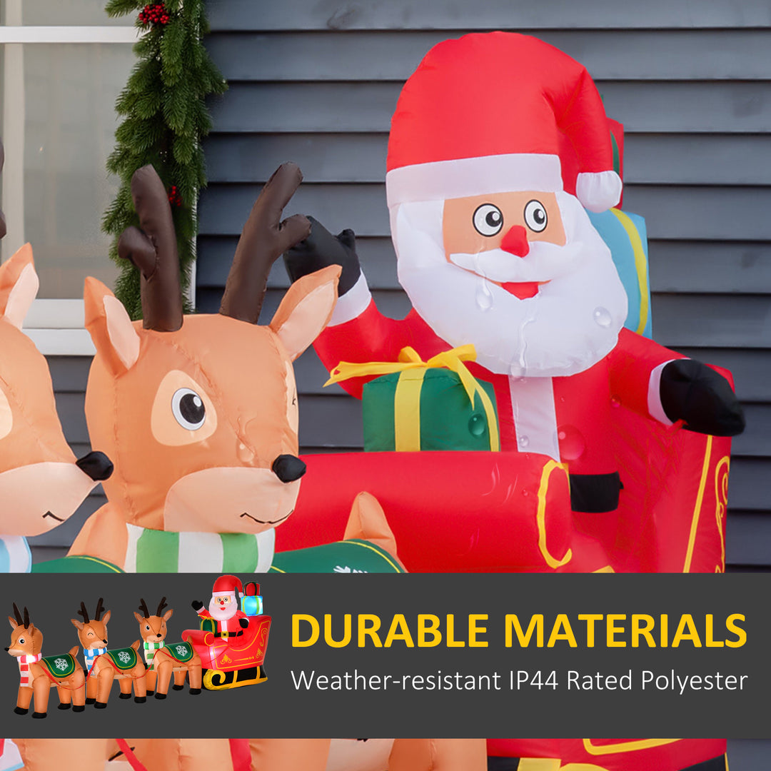 4.5ft Holiday Christmas Outdoor Inflatable Lawn Decoration w/ Lights - Santa, Reindeer, Sleigh