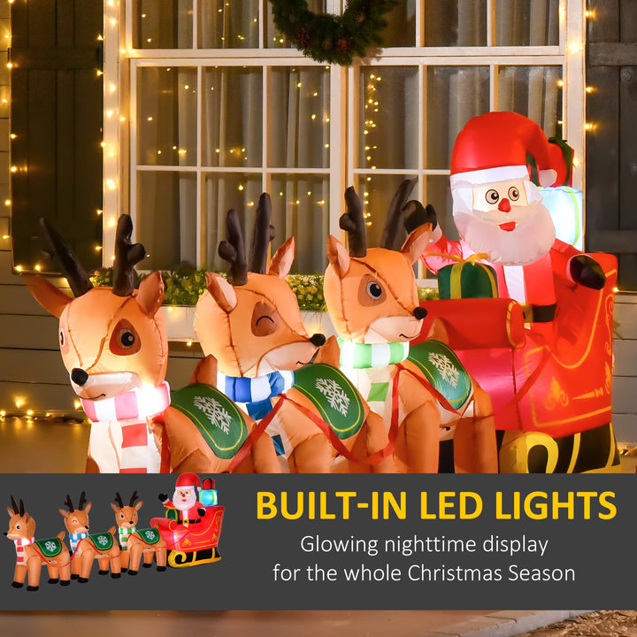 4.5ft Holiday Christmas Outdoor Inflatable Lawn Decoration w/ Lights - Santa, Reindeer, Sleigh