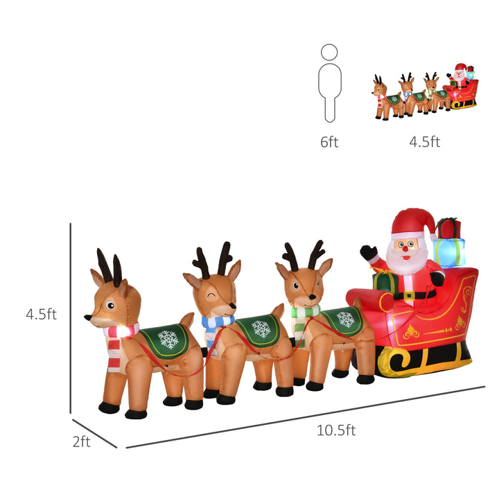 4.5ft Holiday Christmas Outdoor Inflatable Lawn Decoration w/ Lights - Santa, Reindeer, Sleigh