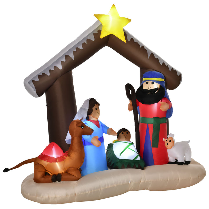 6ft Inflatable Holiday Christmas Decoration w LED Lights Indoor Outdoor - Jesus Nativity Manger