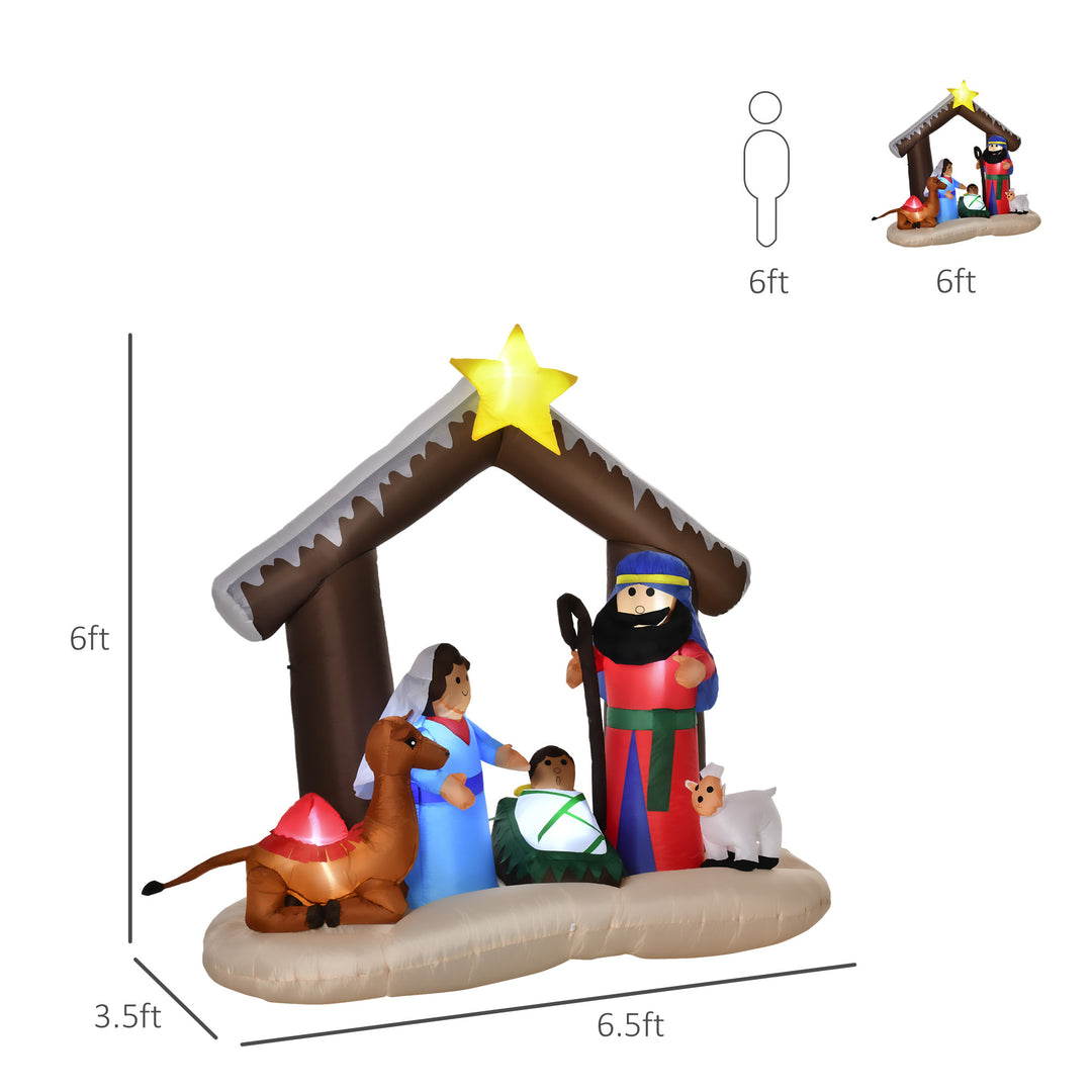 6ft Inflatable Holiday Christmas Decoration w LED Lights Indoor Outdoor - Jesus Nativity Manger