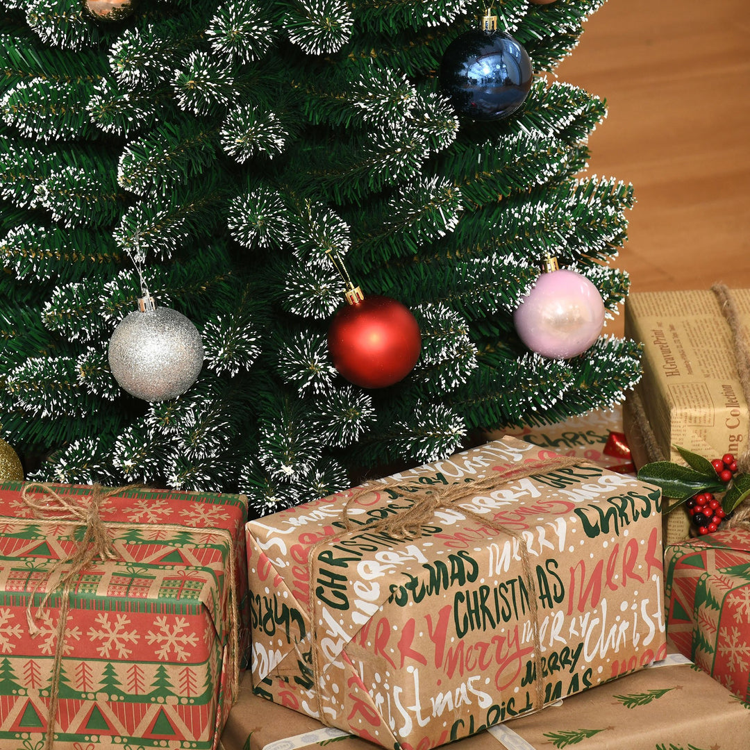 6ft 570-Tip Artificial Slim Pencil Christmas Holiday Xmas Tree w/ Snowy Tips, Base - Green