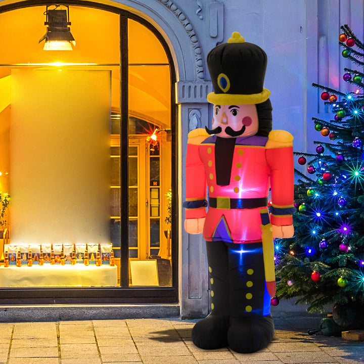6ft Tall Inflatable Holiday Christmas Blow Up w LED Lights for Outdoor, Nutcracker Toy Soldier
