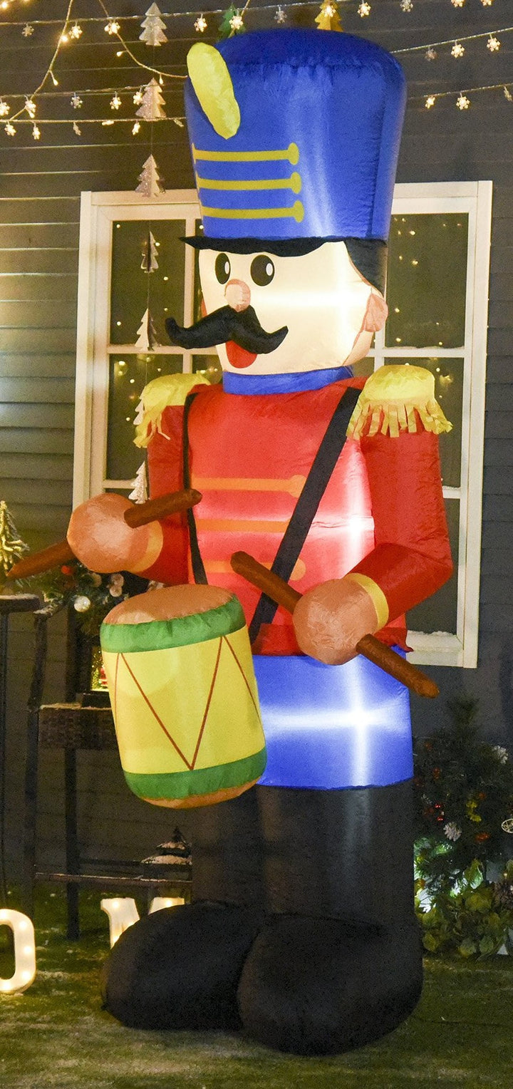 8ft Holiday Christmas Inflatable Lawn Decoration w/ Lights – Toy Soldier Nutcracker w/ Drum