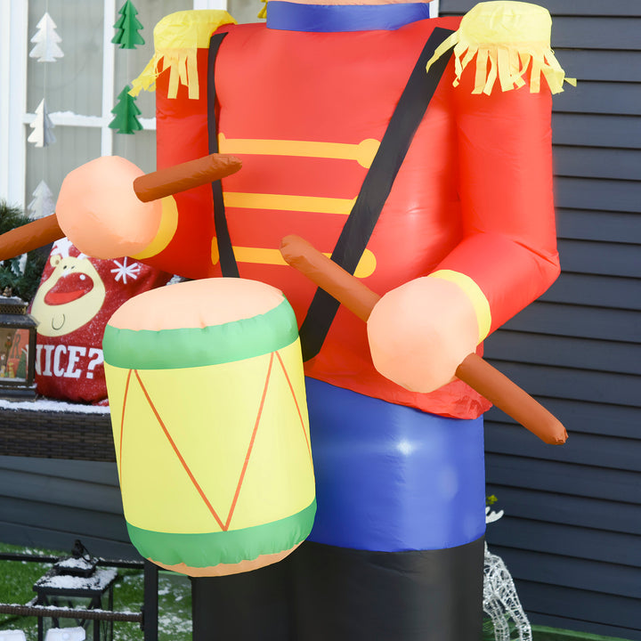 8ft Holiday Christmas Inflatable Lawn Decoration w/ Lights – Toy Soldier Nutcracker w/ Drum