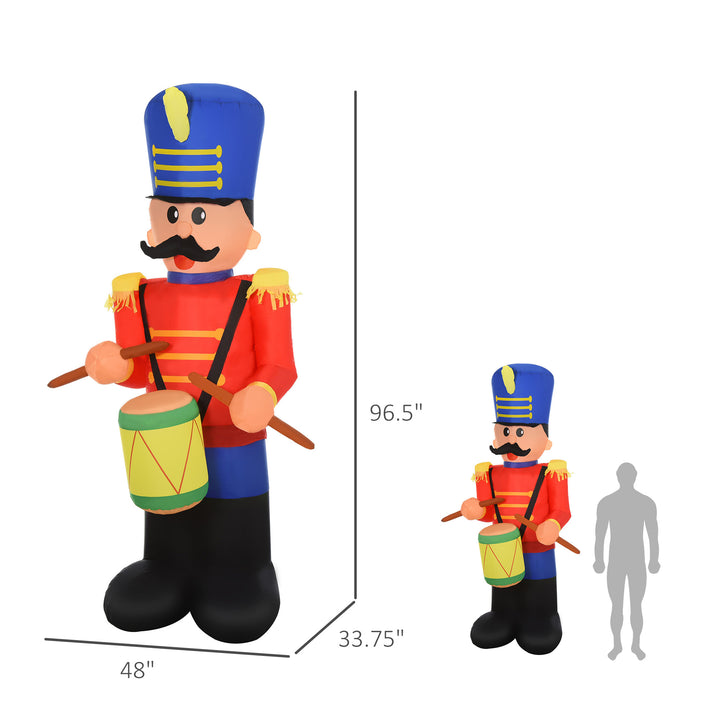 8ft Holiday Christmas Inflatable Lawn Decoration w/ Lights – Toy Soldier Nutcracker w/ Drum