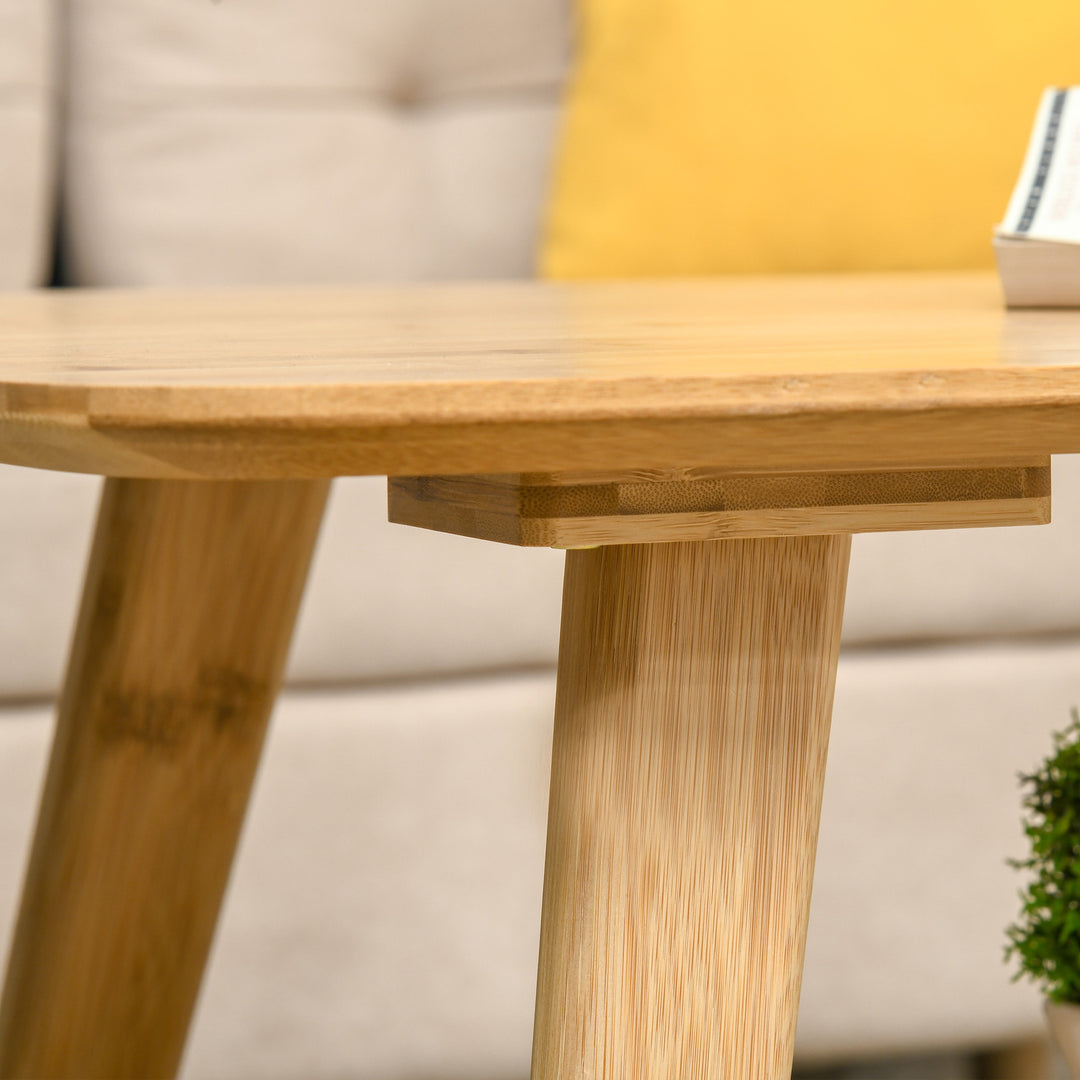 Minimalist Natural Bamboo 2-Tier Coffee Table Living Room Accent Furniture w/ Shelf - Woodgrain