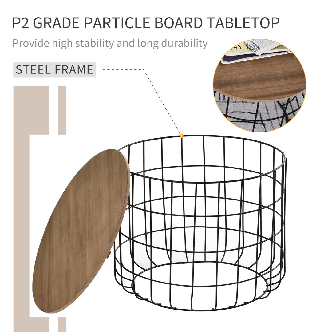 2 Piece Coffee Table Set Retro Industrial Style Multipurpose for Living Room Bedroom - Black