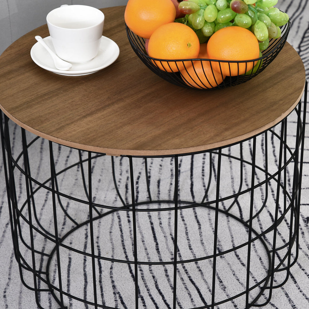 2 Piece Coffee Table Set Retro Industrial Style Multipurpose for Living Room Bedroom - Black