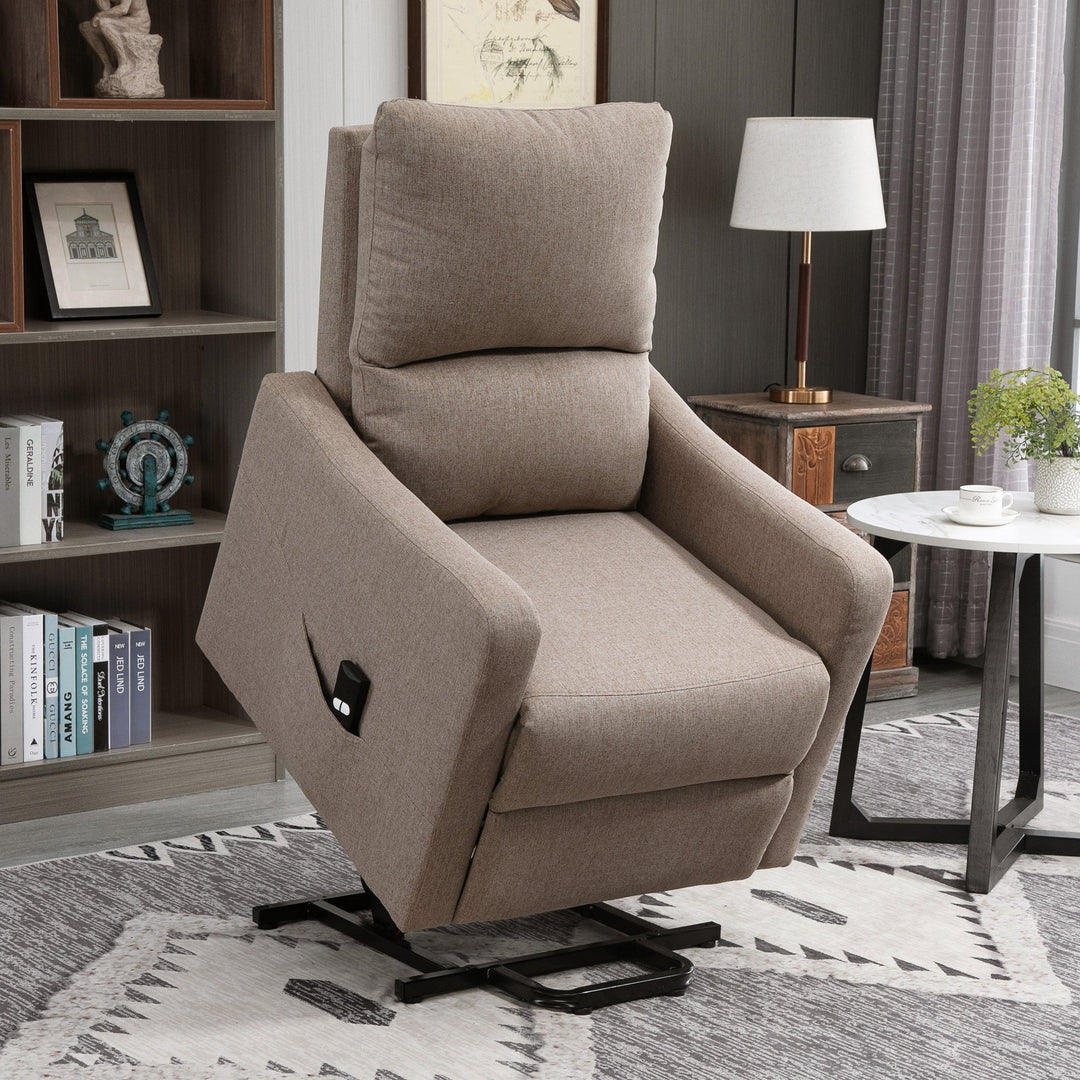 Electric Lift Chair Power Recliner Lounger Sofa w Remote Control for Living Room - Light Brown
