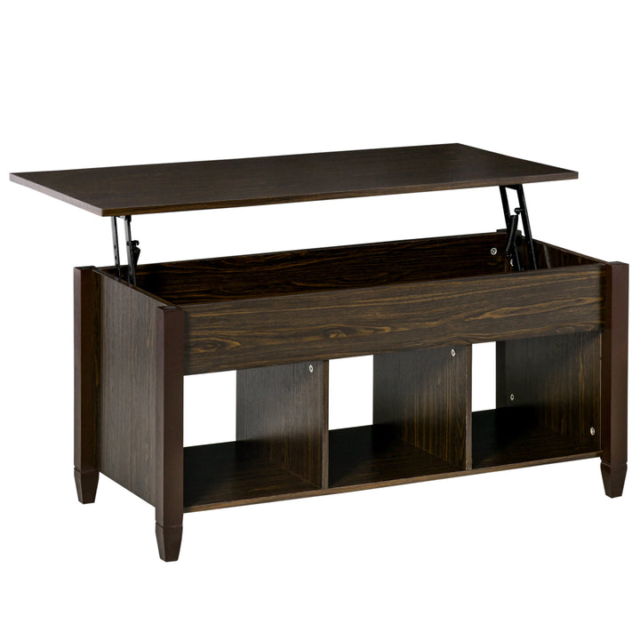 Lift Top Coffee Table w/ 3 Shelves & Hidden Storage Compartment, Living Room - Espresso