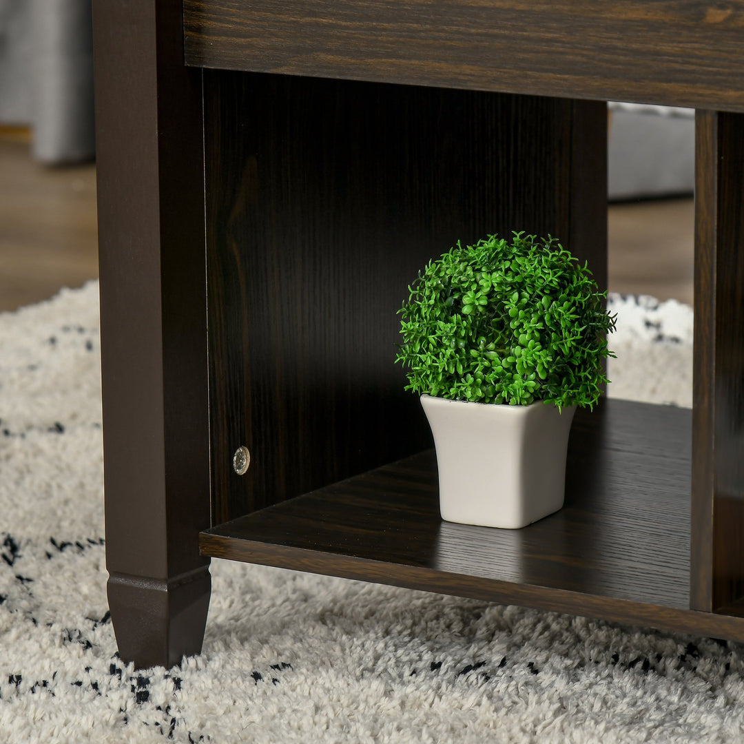 Lift Top Coffee Table w/ 3 Shelves & Hidden Storage Compartment, Living Room - Espresso