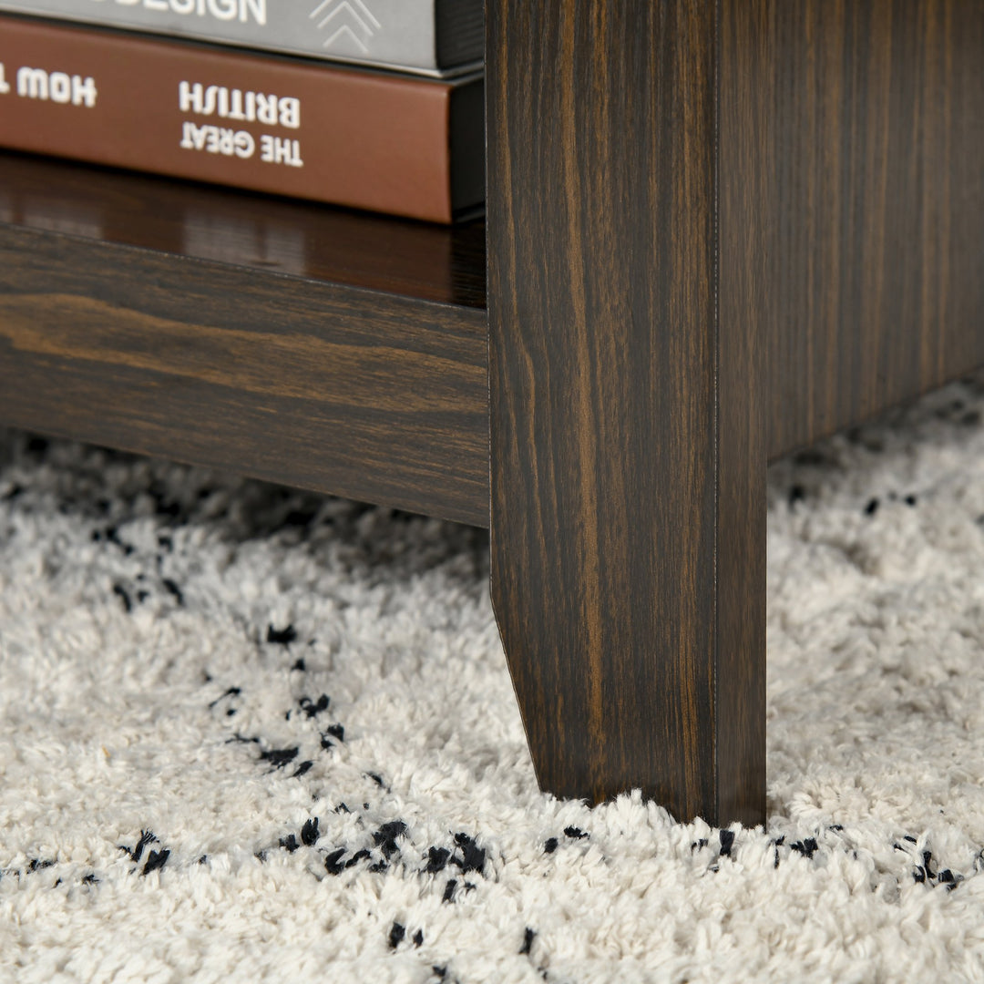 Lift Top Coffee Table w/ 2 Shelves & Hidden Storage Compartment, Living Room - Dark Walnut