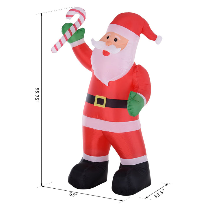 8ft Tall Inflatable Christmas Holiday Blow Up w LED Lights Outdoor Xmas Decor, Santa Candy Cane