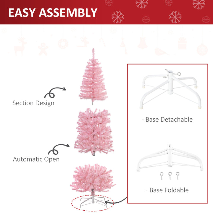 6ft 618-Tip Slim Pencil Artificial Christmas Holiday Tree w/ Metal Base, Xmas Decor – Pink