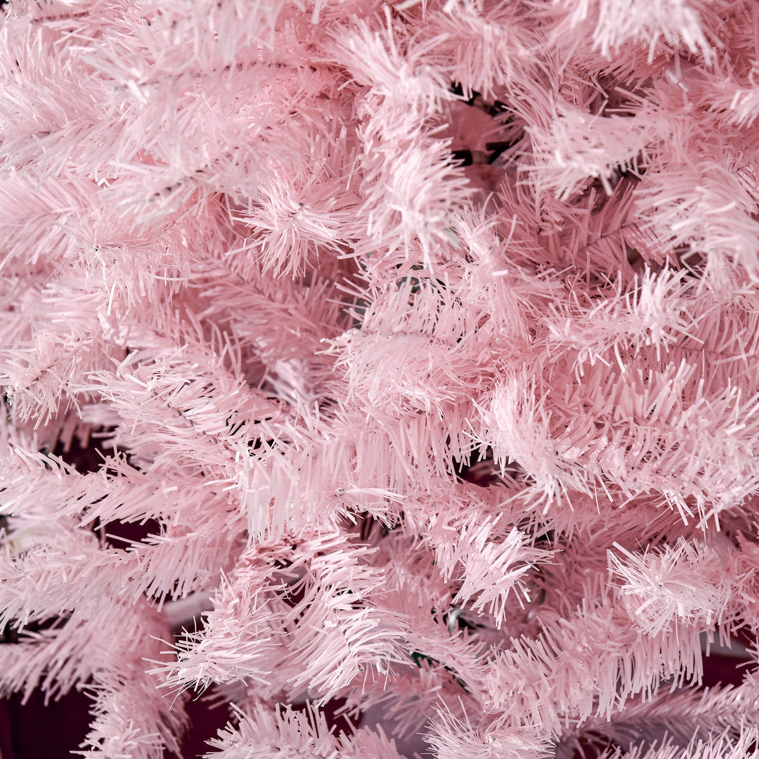 6ft 618-Tip Slim Pencil Artificial Christmas Holiday Tree w/ Metal Base, Xmas Decor – Pink