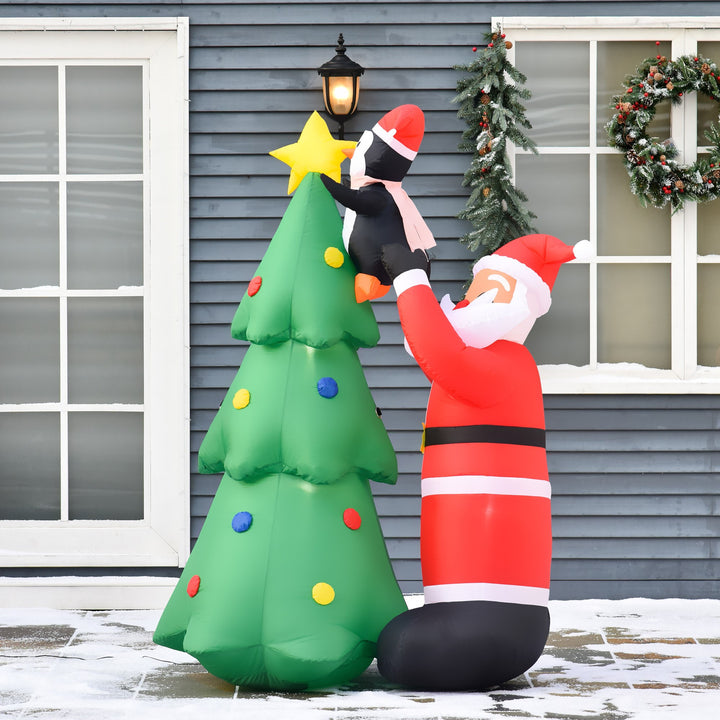 6ft Inflatable Christmas Holiday Blow Up w LED Lights Outdoor Xmas Decor, Santa, Tree, Penguin