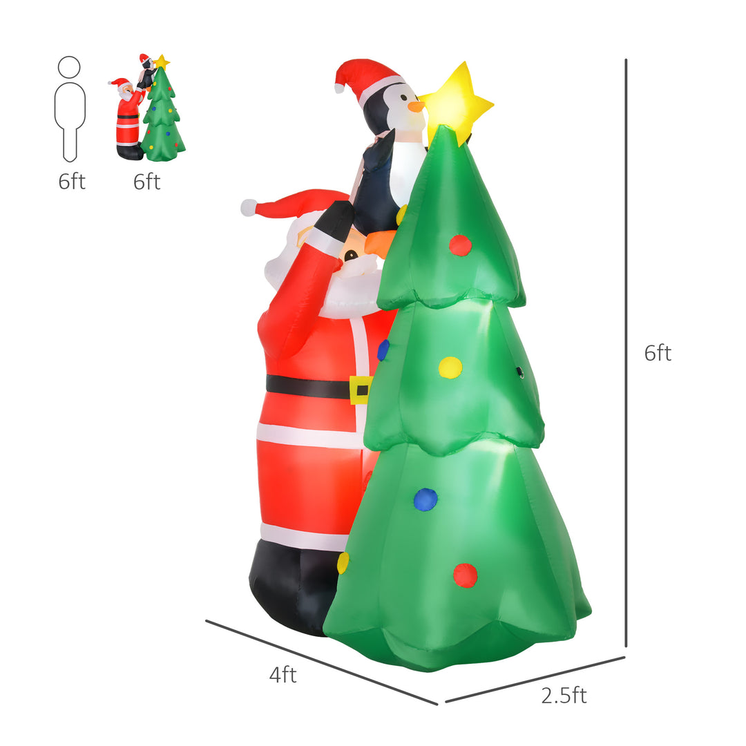 6ft Inflatable Christmas Holiday Blow Up w LED Lights Outdoor Xmas Decor, Santa, Tree, Penguin