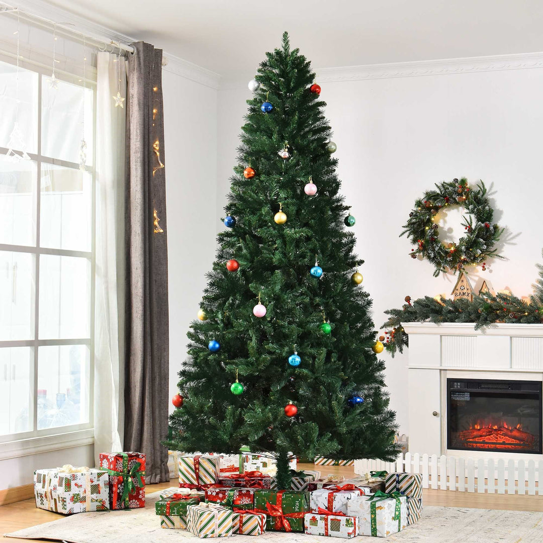8ft Tall, 1499-Tip Artificial Christmas Holiday Tree Xmas Décor w/ Foldable Metal Base - Green