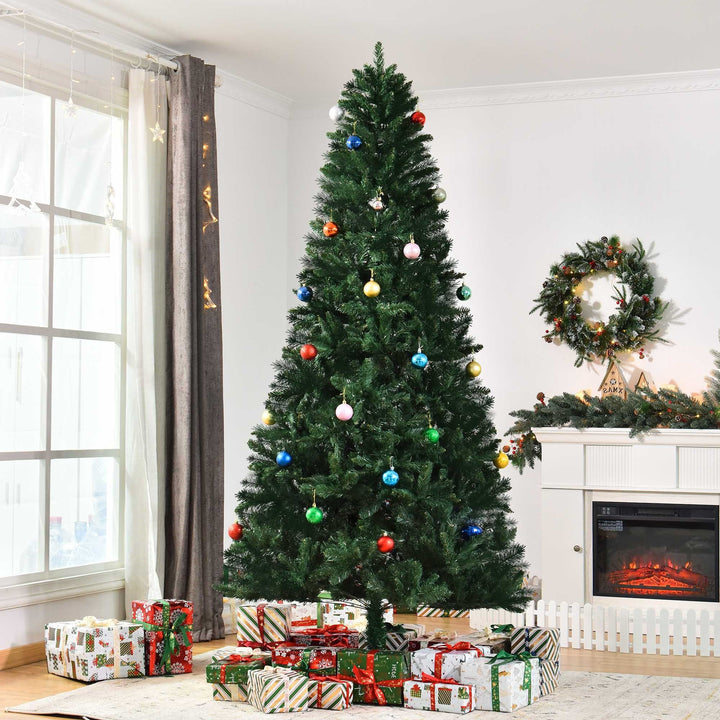 8ft Tall, 1499-Tip Artificial Christmas Holiday Tree Xmas Décor w/ Foldable Metal Base - Green