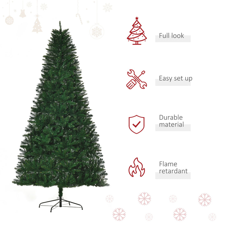 8ft Tall, 1499-Tip Artificial Christmas Holiday Tree Xmas Décor w/ Foldable Metal Base - Green