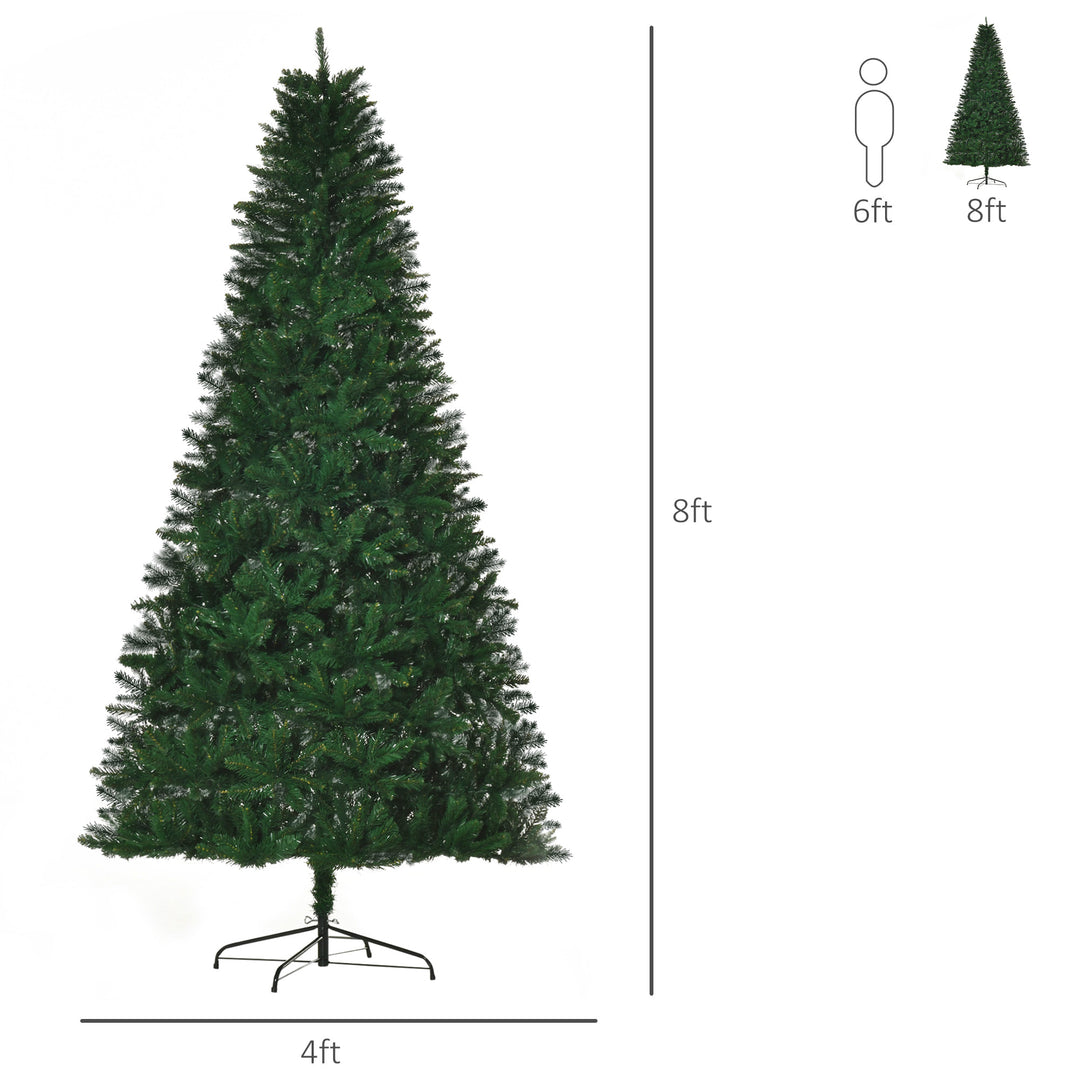 8ft Tall, 1499-Tip Artificial Christmas Holiday Tree Xmas Décor w/ Foldable Metal Base - Green