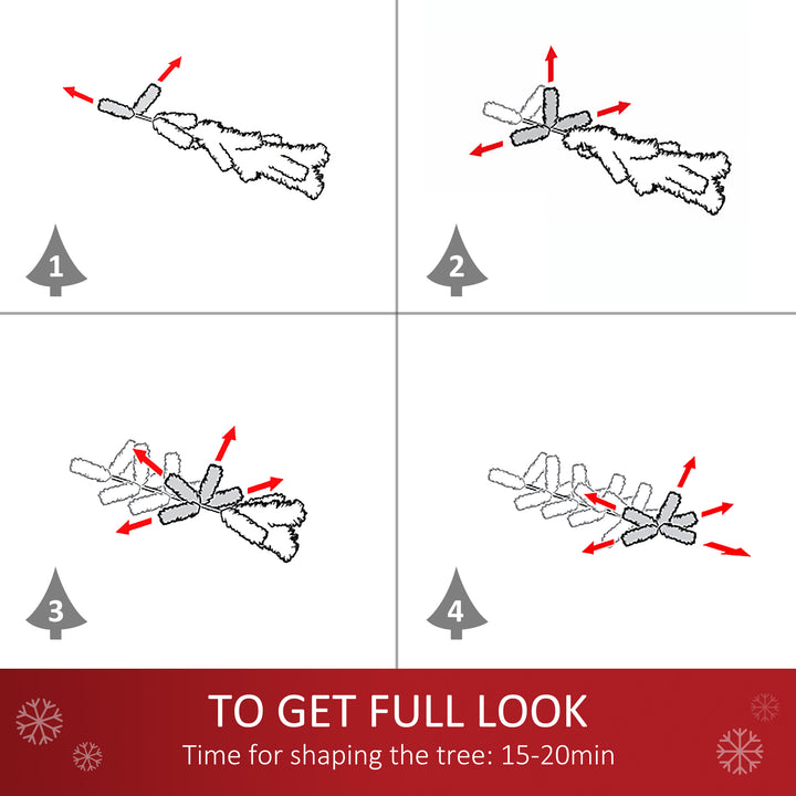 6ft 492-Tip Pre-lit Snow Flocked Artificial Christmas Holiday Tree, 250 LED Lights, Base, Green