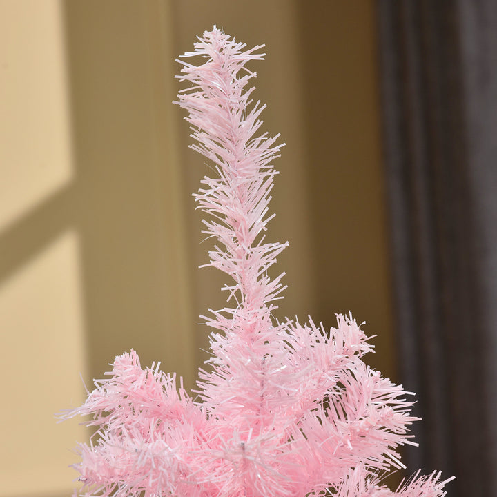 Small 4ft 188-Tip Slim Pencil Artificial Christmas Holiday Tree w Metal Base Xmas Decor – Pink