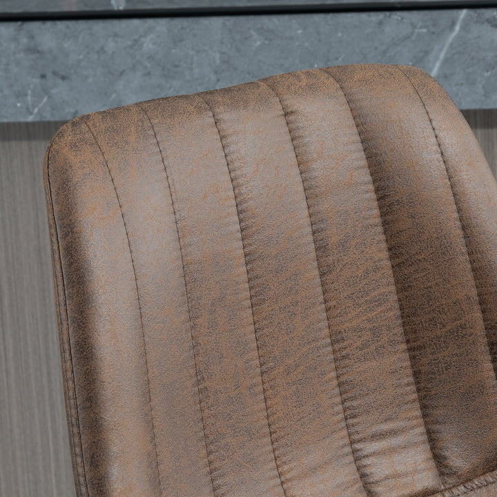 Set of 2 Bar Stools Fabric Adjustable Height Counter Chairs Swivel Seat w/ Footrest - Brown