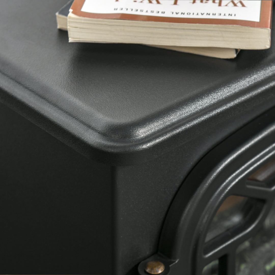 750/1500W Electric Fireplace Heater Woodstove w/ Realistic Flame Effect & Protection - Black