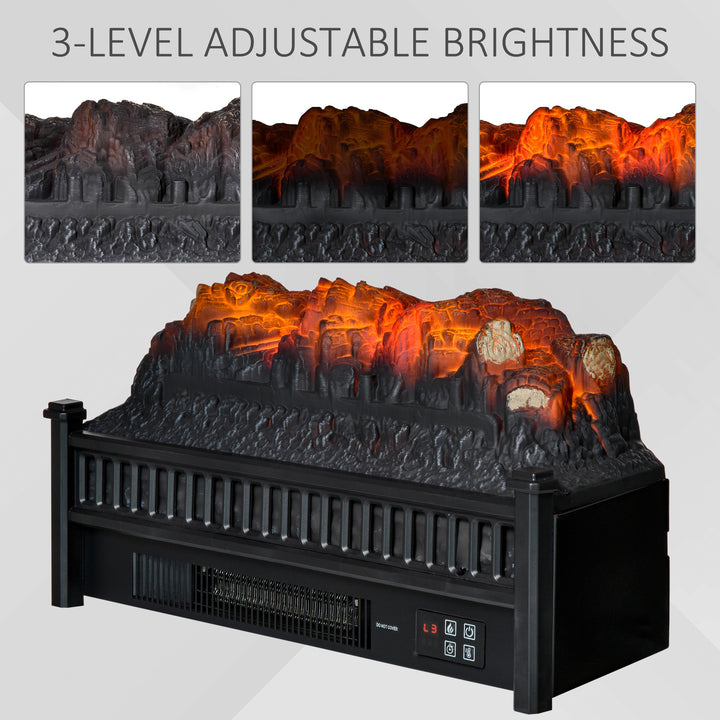 750/1500W Adjustable Electric Woodstove Fireplace Heater w/ Flame Effect & Front Door - Black