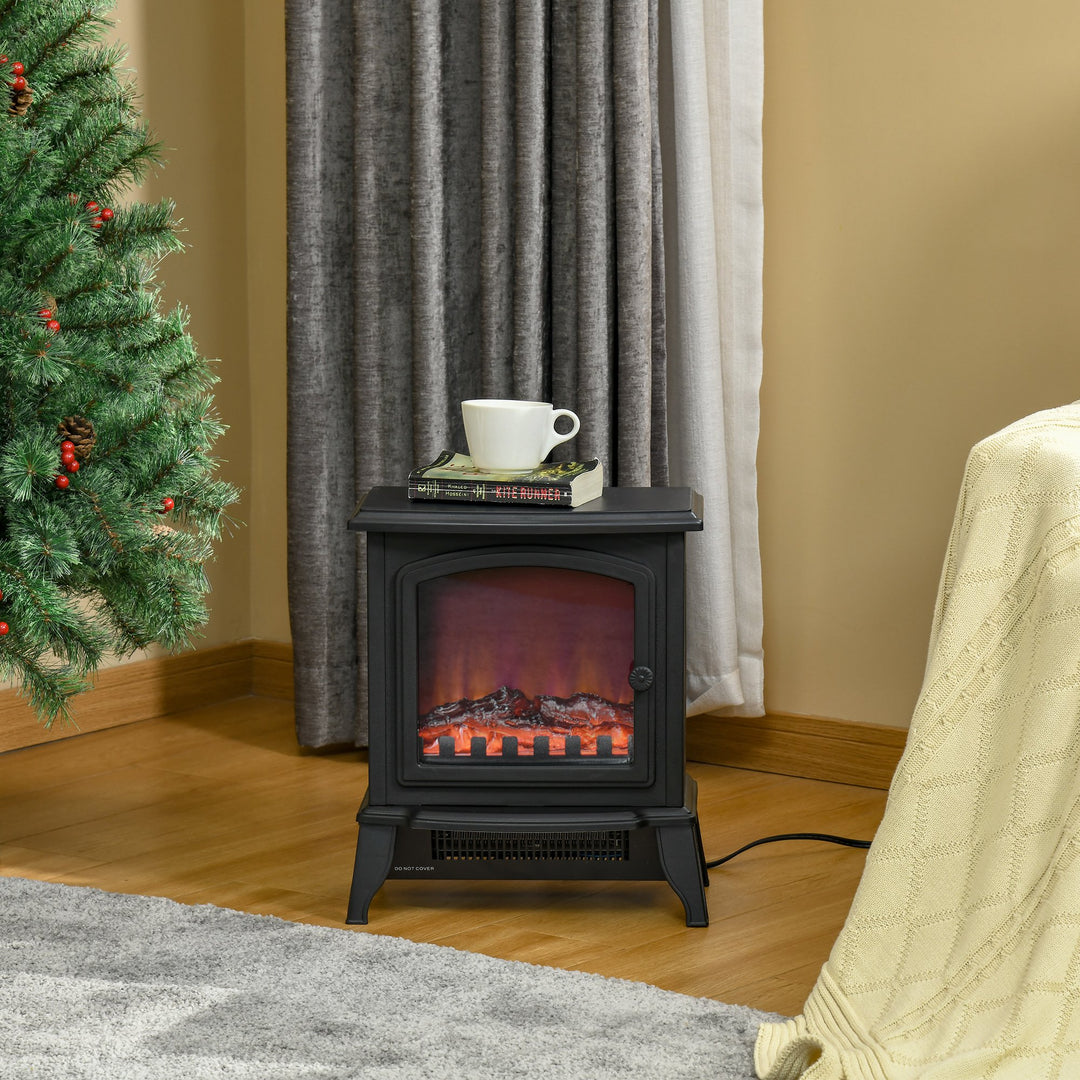 750/1500W Adjustable Electric Fireplace Woodstove Heater w/ Flame