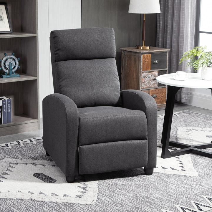 Fabric Recliner Manual Home Theatre Seating Linen-Touch Sofa Armchair Living Room - Dark Grey