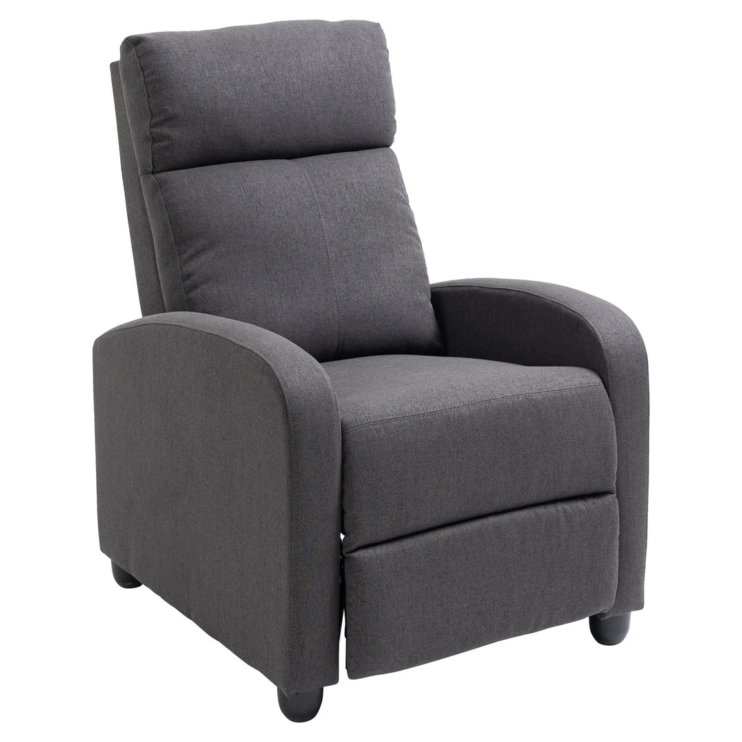 Fabric Recliner Manual Home Theatre Seating Linen-Touch Sofa Armchair Living Room - Dark Grey