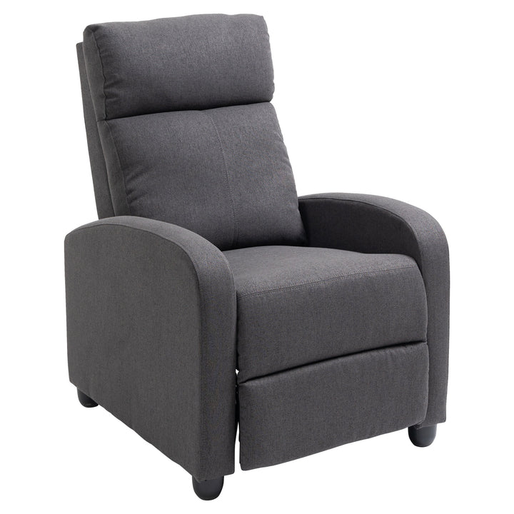 Fabric Recliner Manual Home Theatre Seating Linen-Touch Sofa Armchair Living Room - Dark Grey
