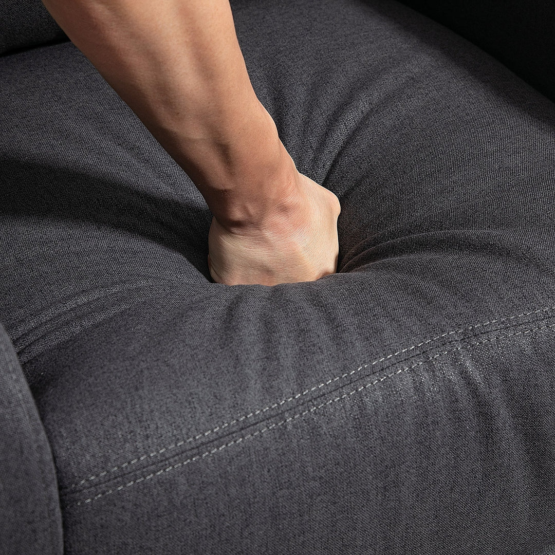 Fabric Recliner Manual Home Theatre Seating Linen-Touch Sofa Armchair Living Room - Dark Grey